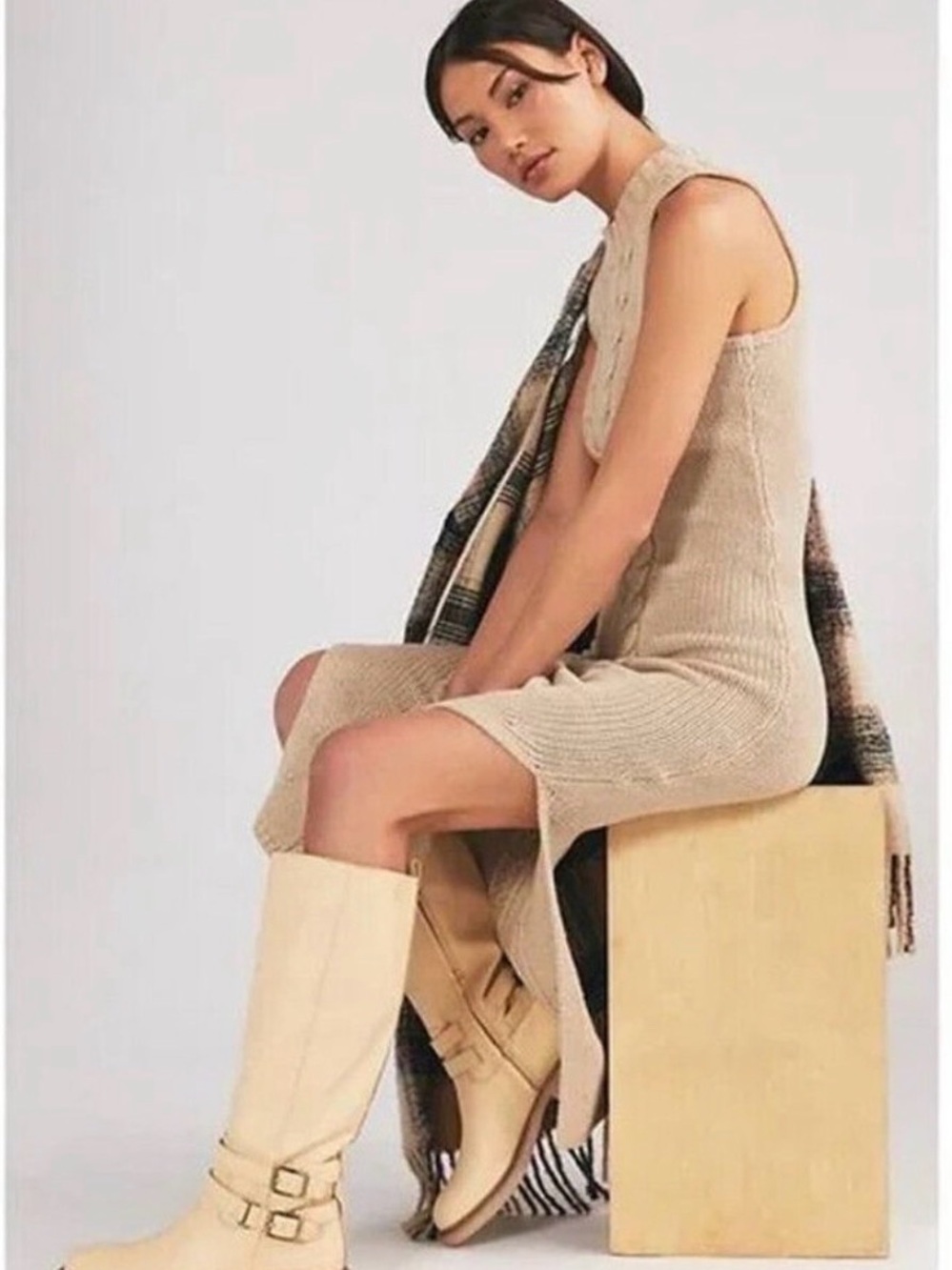 Sam Edelman Cream Knee-High Riding Boots